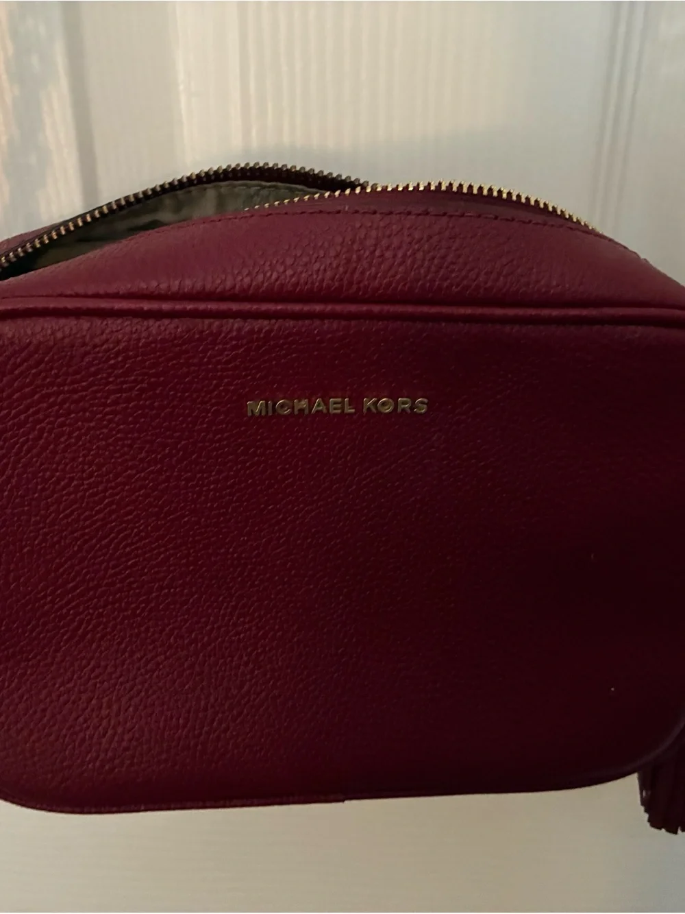 Michael Kors Burgundy Leather Crossbody with Gold Hardware